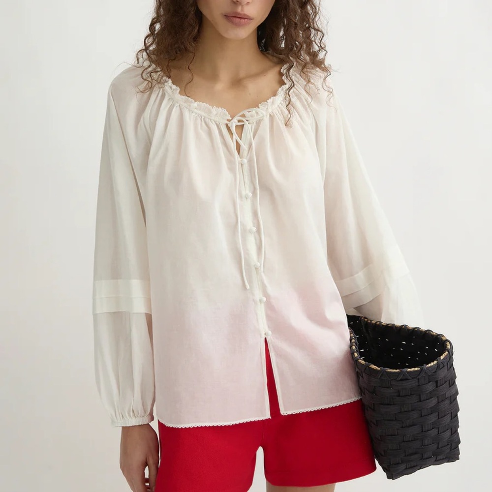 Posse White Blouse with Button Detail